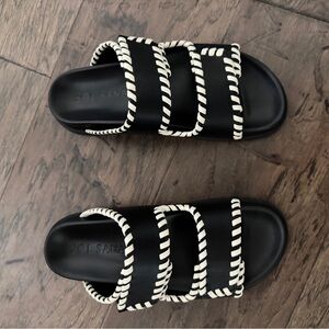 Sol Sana Black and White Striped Sandals